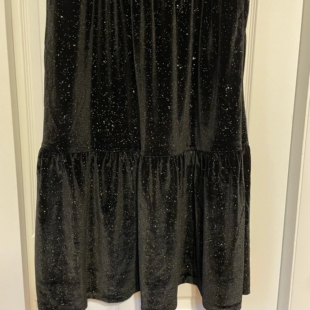 Brand New J. Crew Black Shimmering Velvet Midi Dress - Size 10